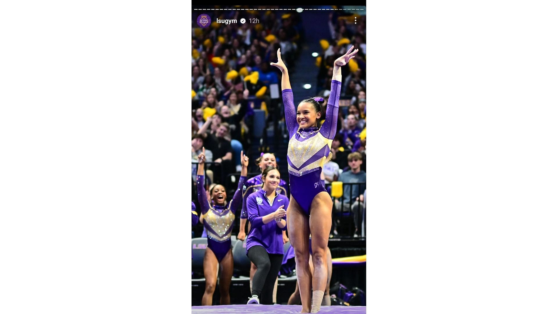 Screenshot of LSU Gymnastics' Insta story (Image via: LSU Gymnastics Instagram)